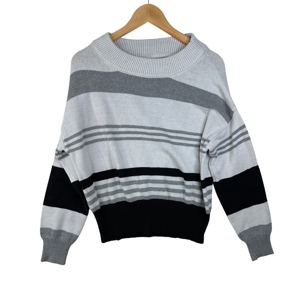 Lucky Brand Striped‎ Crewneck Sweater size Medium Gray/Black